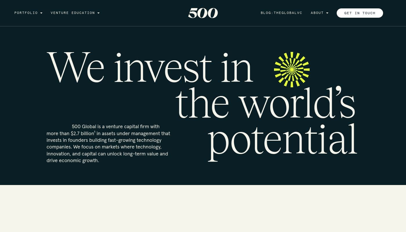 Bannière de 500 Startups
